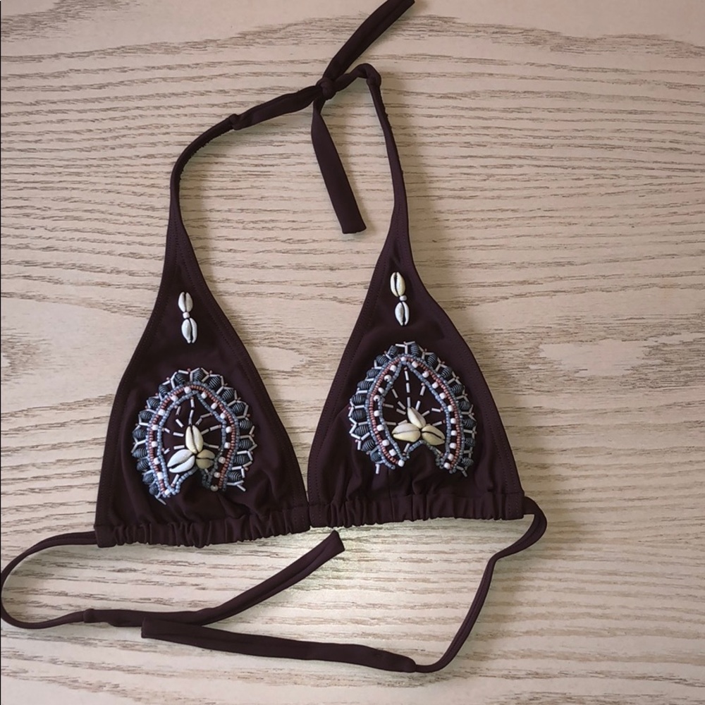 Rygy Shell Halter Bikini Top Women size L